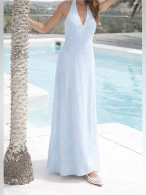 Petal & Pup Millie Halter Pale Blue Maxi Dress XL